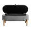 Banc de rangement élégant en velours côtelé gris avec des pieds en bois massif et une base polyvalente d'inspiration Mid-Century-127031250