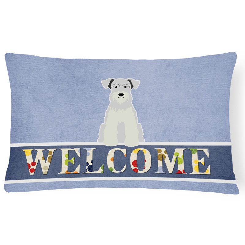 Coussin lombaire miniature Schanuzer Welcome, blanc
