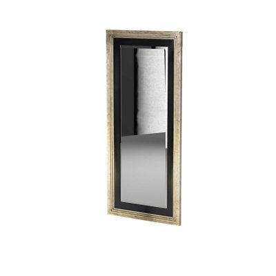 Contemporary Rectangle Solid Wood Beveled Mirror