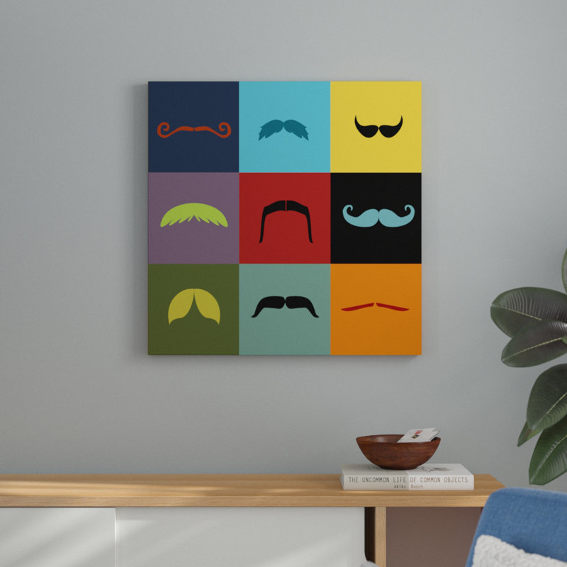 «Mustache Grid», impression sur toile, H 12 po x l 12 po x P 1,25 po, Toile tendue
