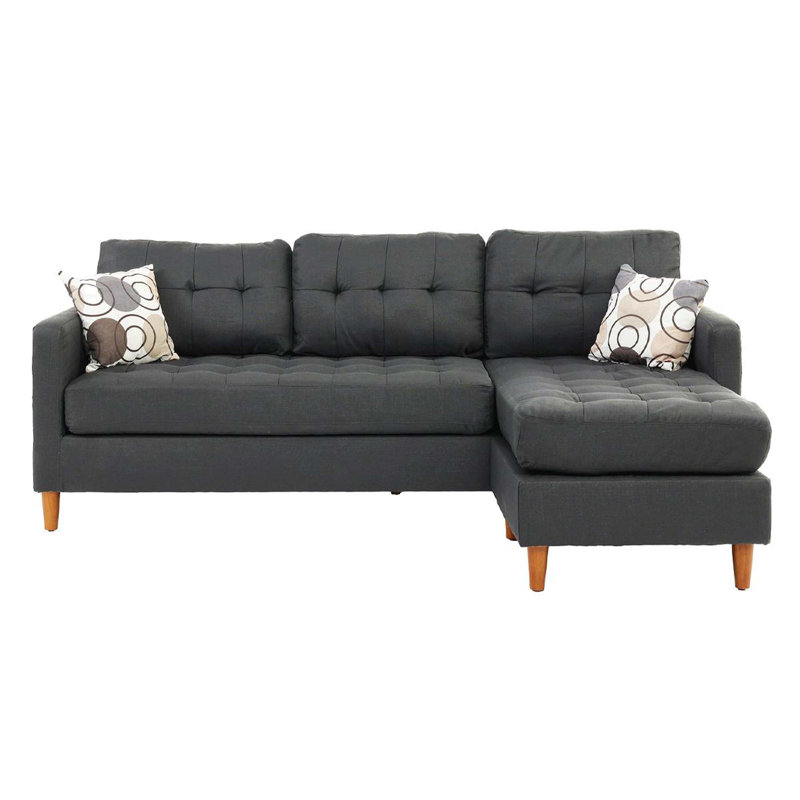 Haskell Upholstered L-Shaped Sectional Reversible, Gray Fabric