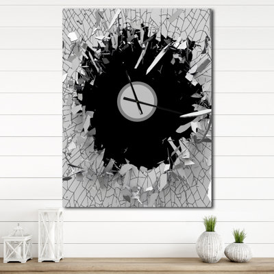 Corwin Abstract Broken Wall 3D Design - Modern Wall Clock