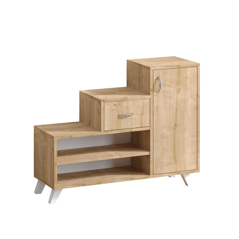 Armoire à chaussures moderne en chêne saphir 35,4 x 30,3 x 13,0 pouces | 100% panneau de particules enduit de mélamine, épaisseur: 0,7 pouce | Fixation murale avec de nombreuses tablettes, solution de rangement élégante et fonctionnelle pour le vestibule