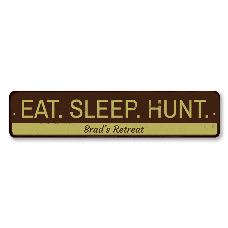 Plaque en aluminium «Eat Sleep Hunt», H 6 po x l 24 po x P 0,06 po