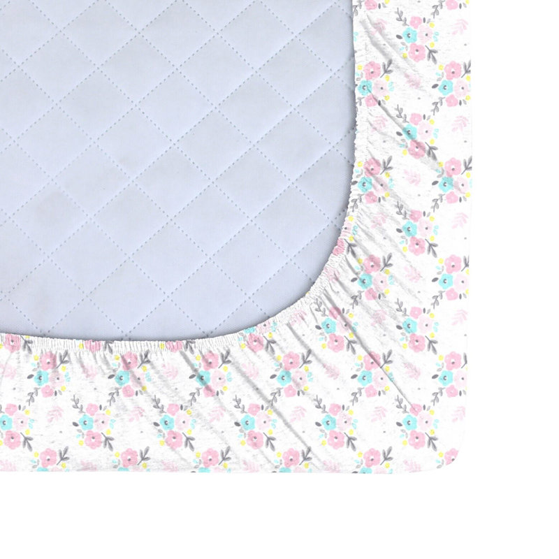 NightComfort 100% Jersey Cotton Knitted Flowers/Floral Cot Bed Fitted Sheet Mattress Cover, 120 x 60 cm