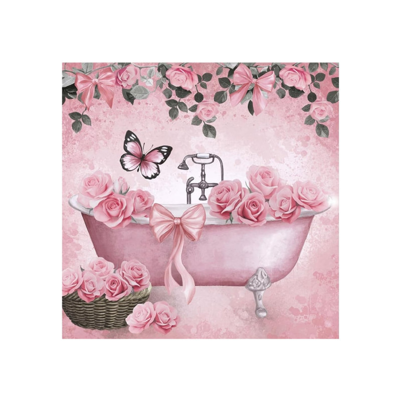 Art mural sur toile rose 16 "x 16"
