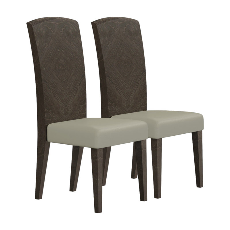 Ensemble de deux chaises d'appoint de salle à manger rembourrées grises et espresso