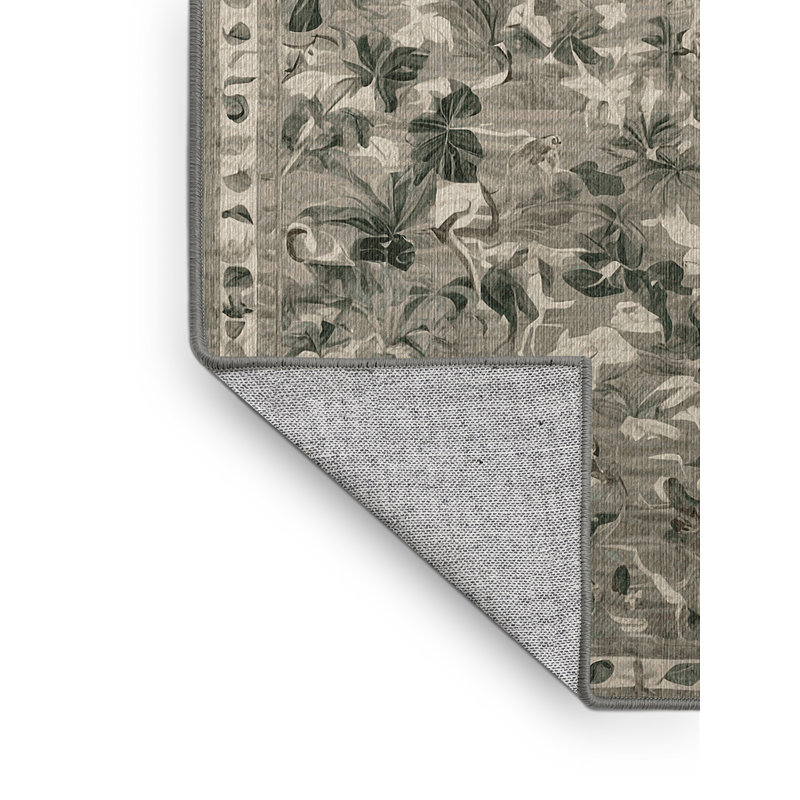 Tapis gris lavable à la machine, Rond 7 pi