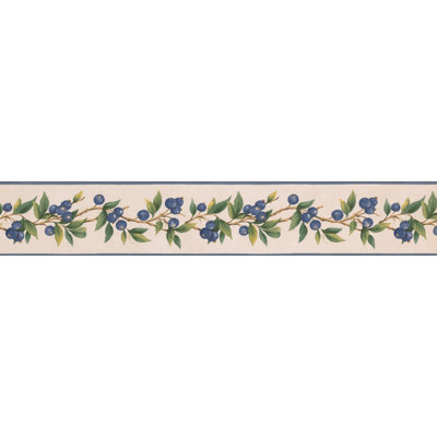 Bordure de papier peint à motif de baies sur vigne L 15 pi x l 5 po Retro Design