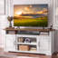 Meuble télé Farmhouse pour téléviseur de 85 po ou moins avec armoires de rangement, tablettes réglables et prises de courant intégrées, centre de divertissement pour le salon-2009605832