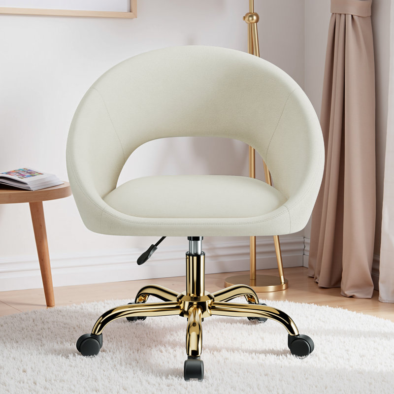 Fauteuil moderne en velours côtelé, Beige, Doré