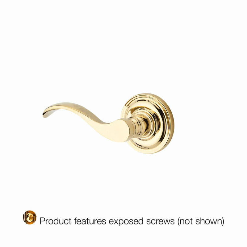 Curve Single Dummy Door Lever with Traditional Round Rose, Polished Brass, Left