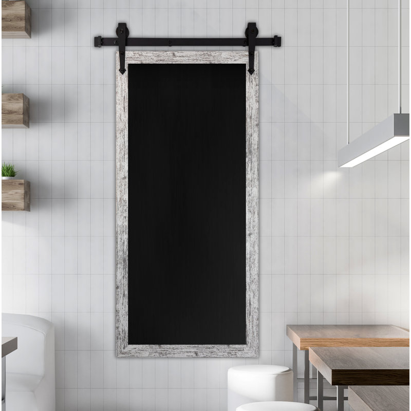 Tableau noir mural patiné, H 60 po x l 25 po, Bois de grange blanc vieilli