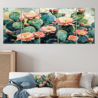 Jardin de cactus en fleurs III - Art mural floral cactus - ensemble de décorations murales traditionnelles
