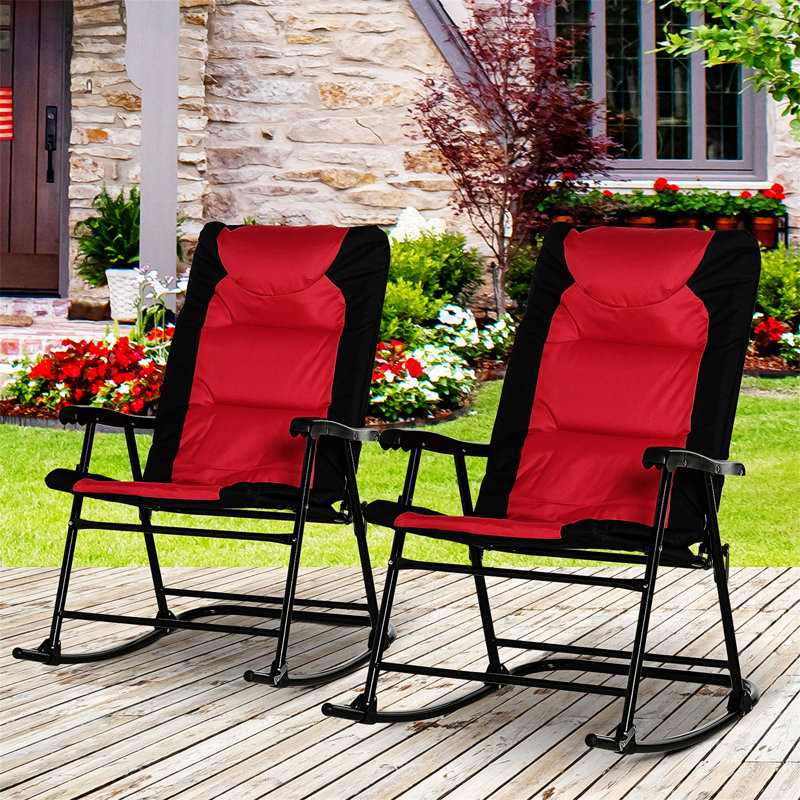 Ensemble de mobilier d'extérieur 2 pièces avec 2 chaises berçantes pliantes et rembourrées Outsunny