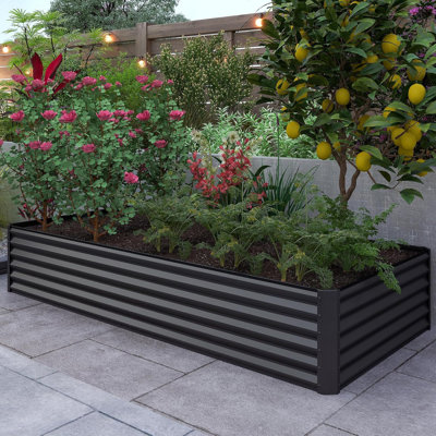 8×4×1.5 Ft Galvanized Raised Garden Bed, Outdoor Planter Garden Boxes Large Metal Planter Box For Gardening Vegetables Fruits Flowers