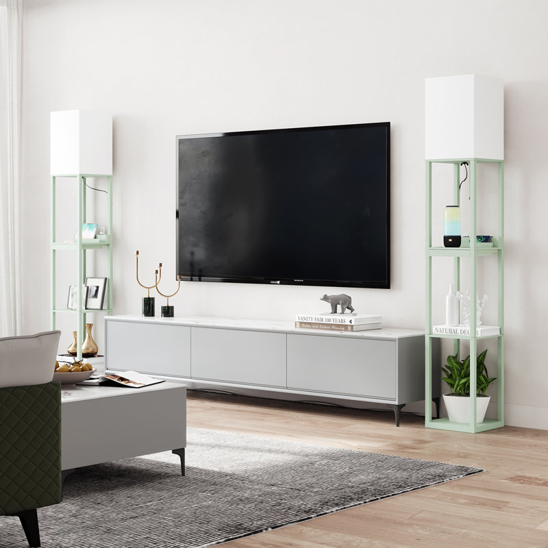 Lampe sur pied à colonne 63 "avec prise et tiroir Latitude Run, Vert