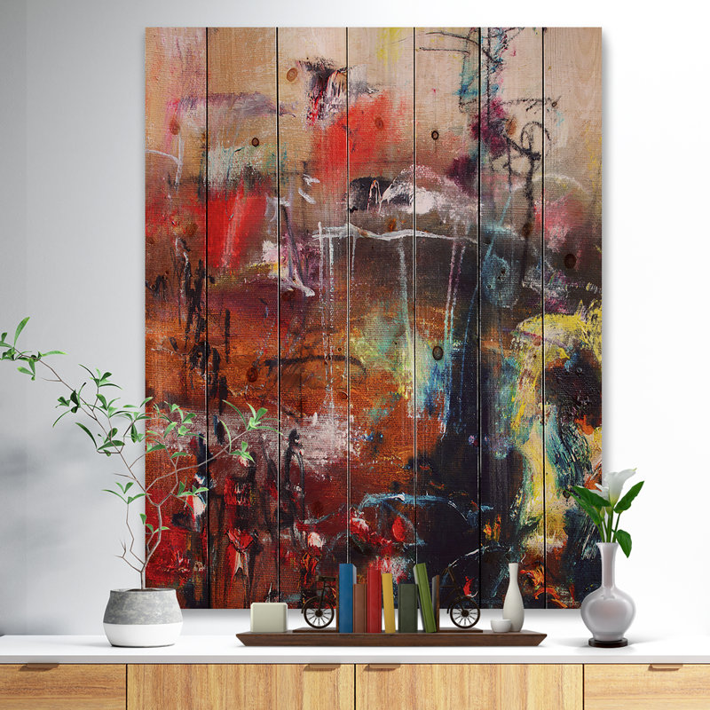Peinture à l'huile abstraite - peinture sur bois sans cadre, H 40 po x l 30 po x P 1 po