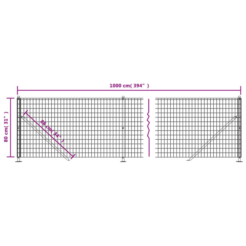 Corrine Metal Fence Panel, 220cm H x 1000cm W, Black