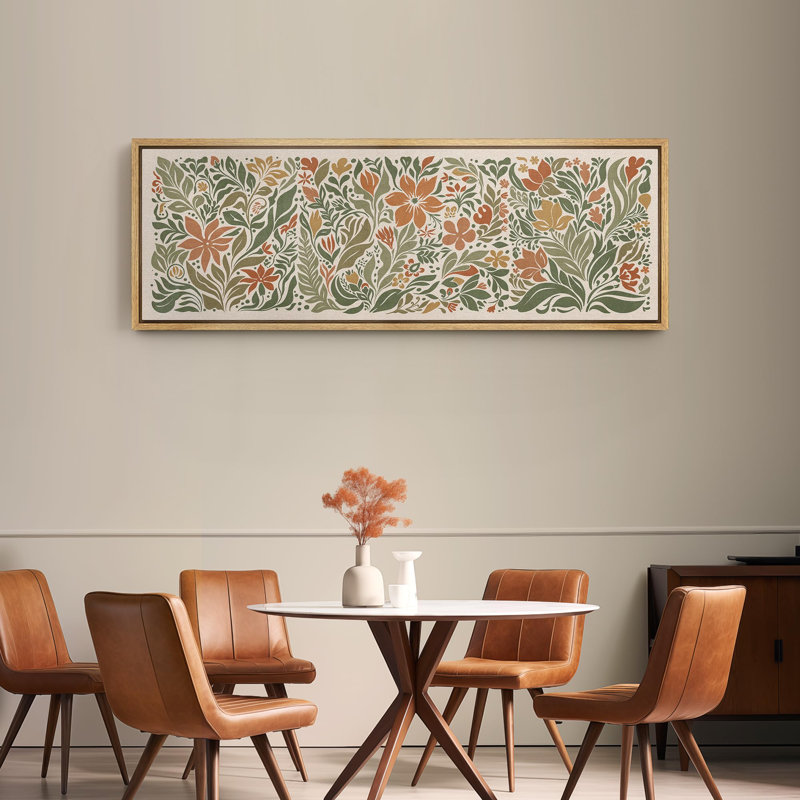 Folk Art, jardin floral, art moderne, H 20 po x l 60 po, Naturel