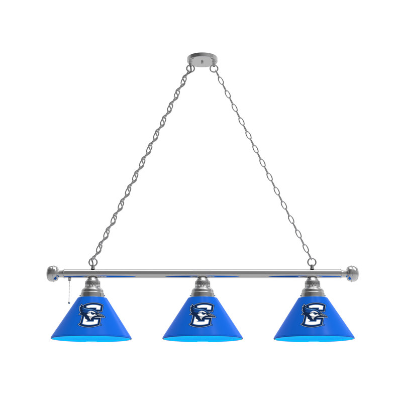 3 - Light Pool Table Lights Pendant, Chrome, Creighton Bluejays
