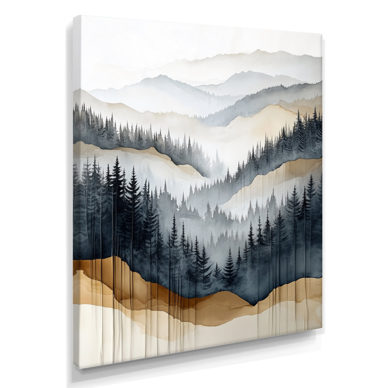 Forêt brumeuse VI - Décoration murale sur toile représentant les bois, H 44 po x l 34 po, Toile tendue