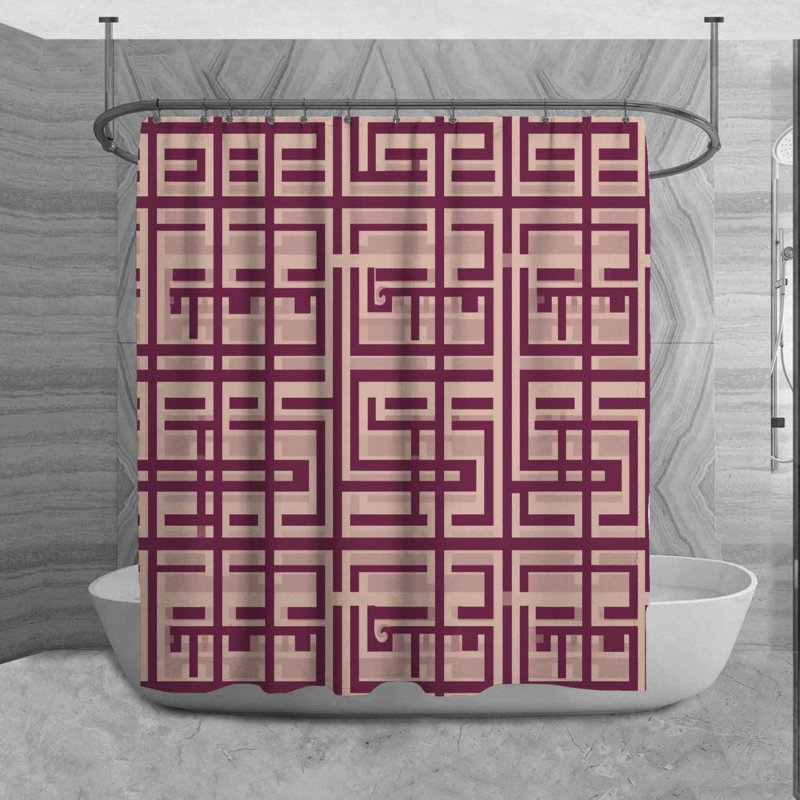 Rideau de douche à motif géométrique Piparo, H 73 po x l 70 po