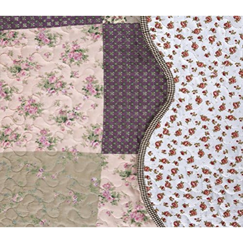 Gray Patchwork Patchwork Traditional Printed Reversible Premium Quilt Sets (2-or3-Piece), Full/Queen Quilt + 2 Shams