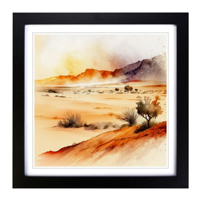 Desert Watercolour - Single Picture Frame Print on Wood
