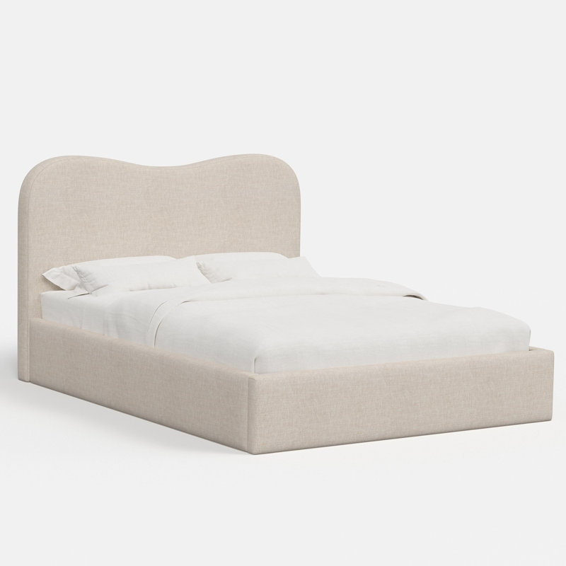 Upholstered Bed, California King, Waverly Stripe Tonal Mauve