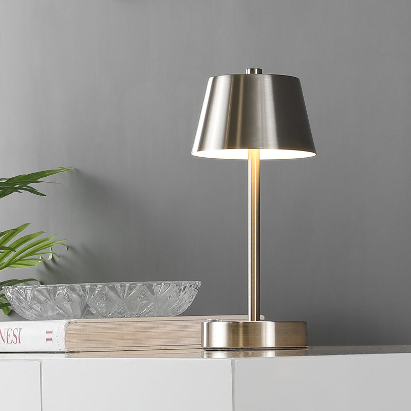 Staci Metal USB Table Lamp, Satin Nickel