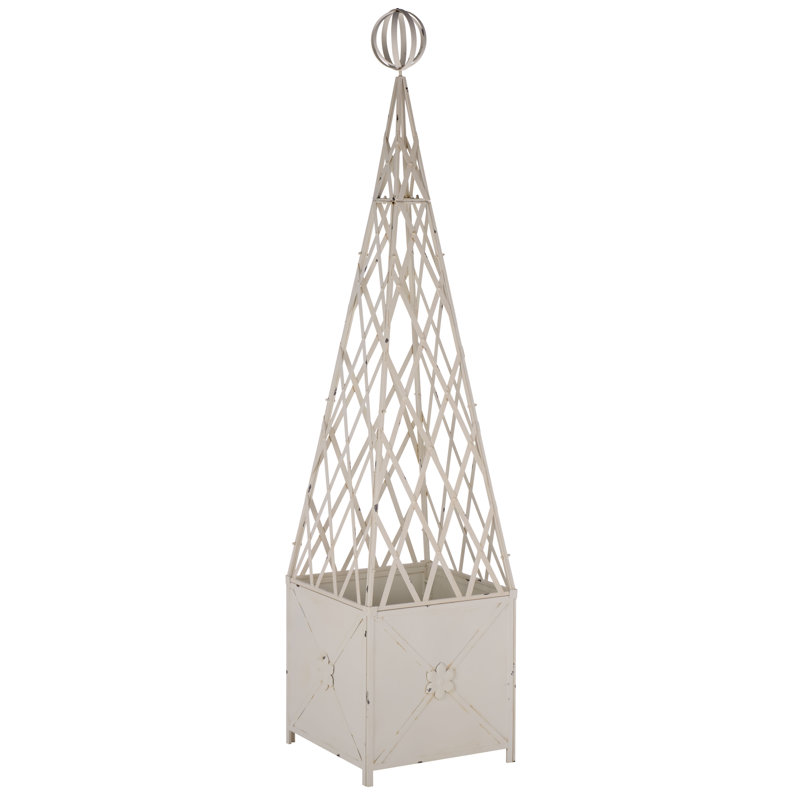 Caledonia Trellis Planter, Antique White