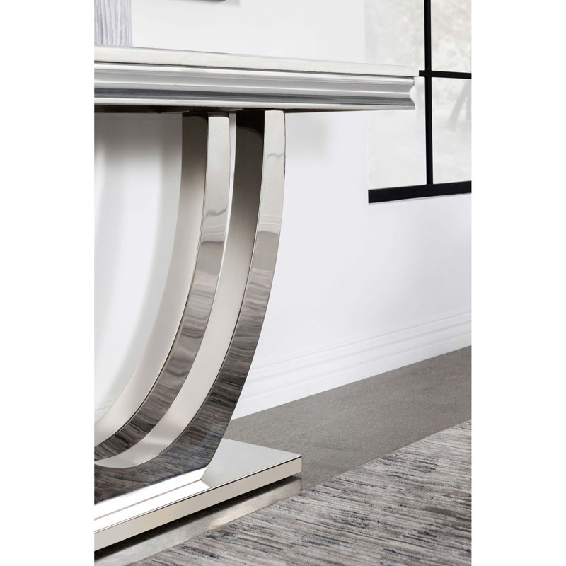 Premium Craftsmanship - Dandre U-Base Stone Top Entryway Sofa Console Table Chrome