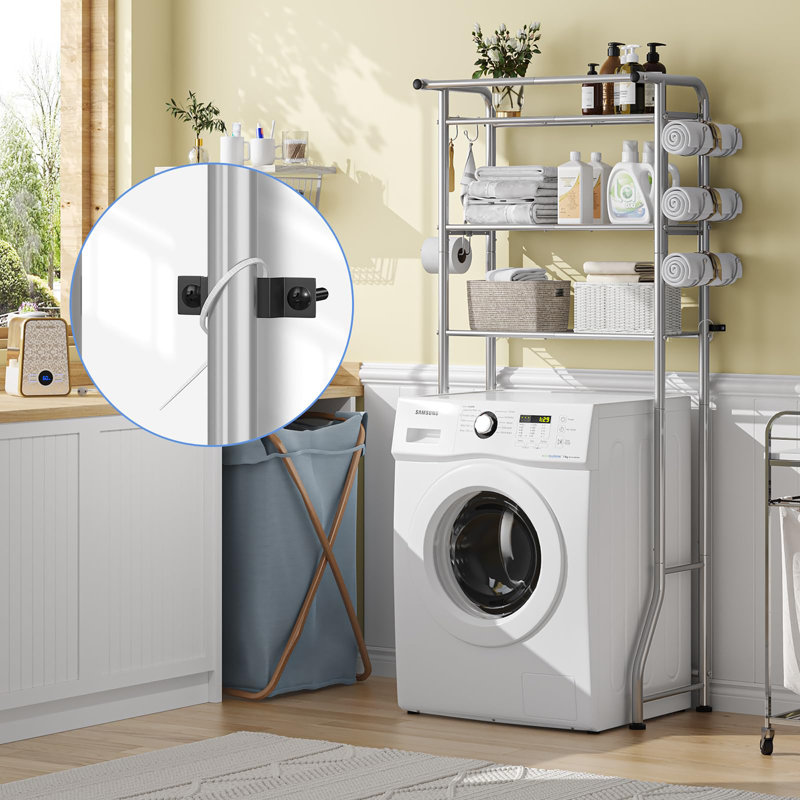 Étagère de rangement à 3 niveaux au-dessus de la toilette, Argent argent