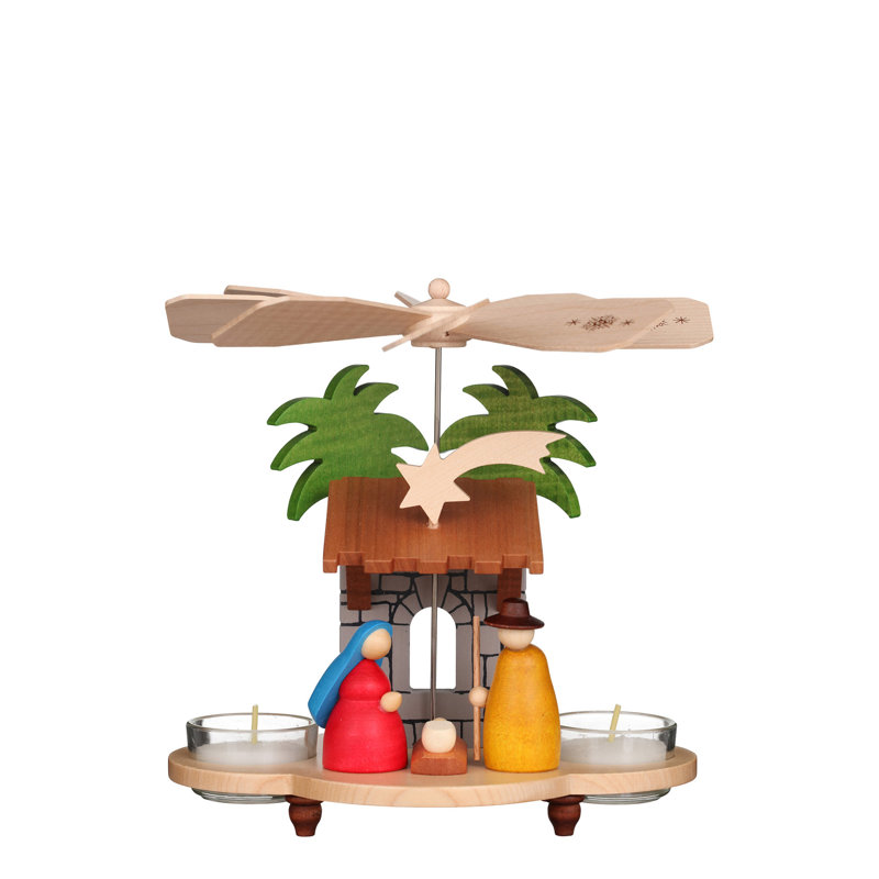 7.25'' H Wood Tabletop Votive Holder with Candle Included