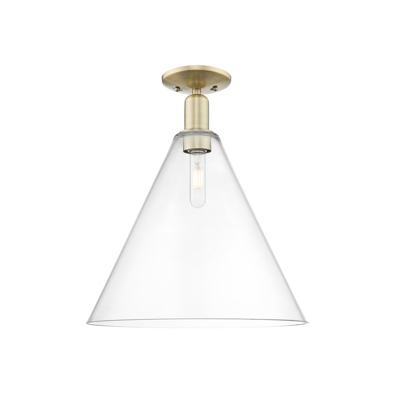 Arcadia - Berkshire Glass - 1 Light Semi-Flush Mount, Antique Brass