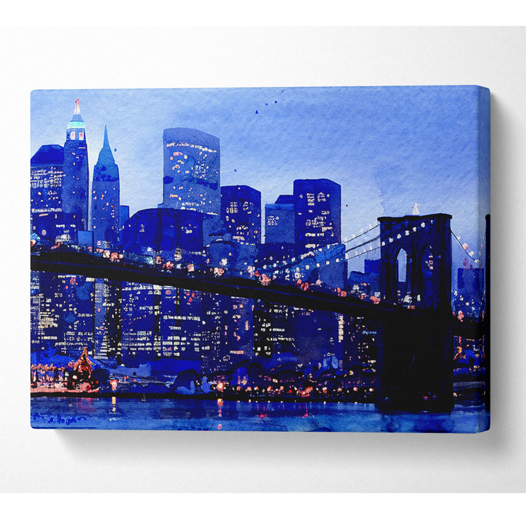 Brooklyn Bridge Blue Hue - Kunstdrucke auf Leinwand