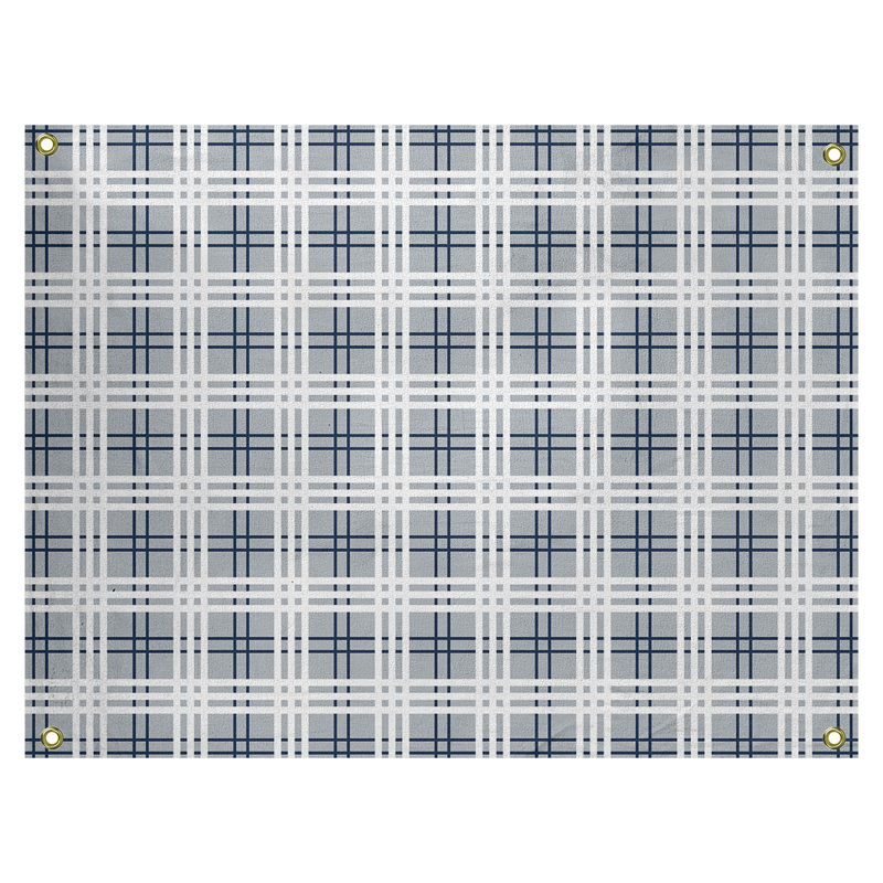 Tapisserie de luxe en polyester New England, Argent / Bleu / Blanc, H 59 po x l 80 po