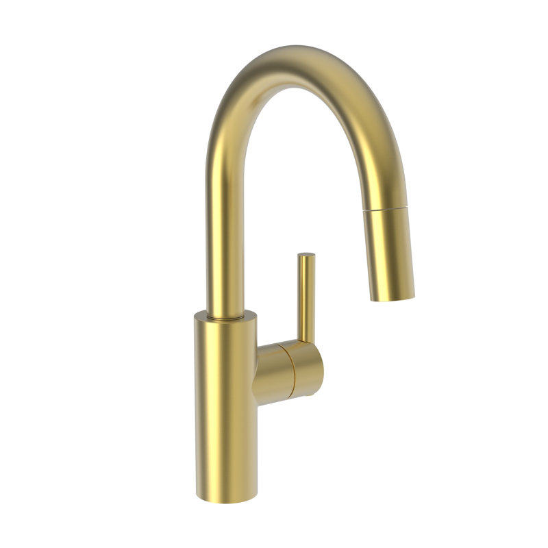 East Linear Single Handle Pull Down Bar Faucet, Satin Gold (PVD)