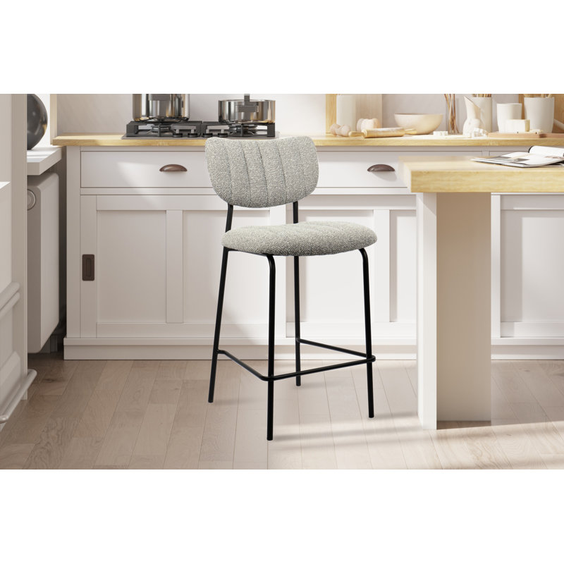 Stephenville Upholstered Counter Stool, Light gray