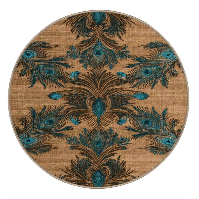  Tapis hawaïen lavable Peacocks, Carré 3 pi