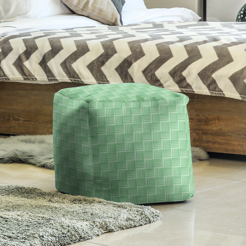 Repose-pieds cubique à rayures classic basketweave, Vert