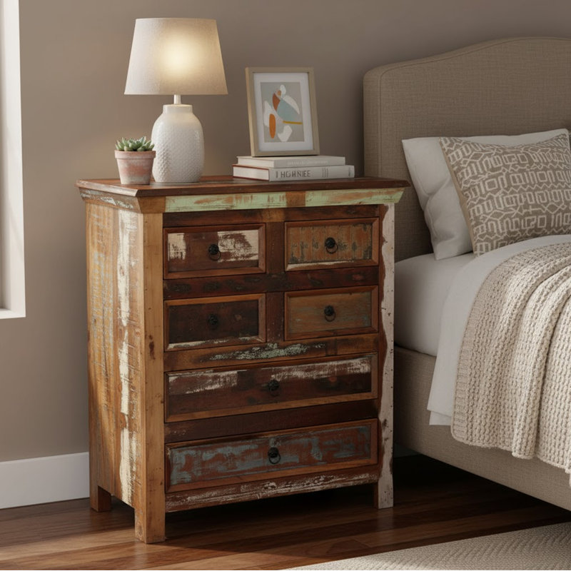 6 Drawers Antique Solid Wood Cabinet