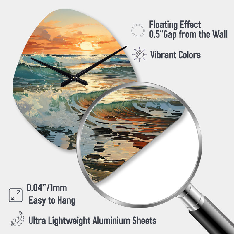 Horloge murale Malloch Beach, Seaside Reflections, Grand