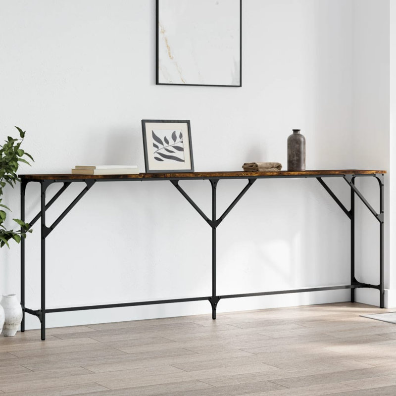 Console Table, 29.5" H x 78.7" W x 11.4" D, Smoked Oak