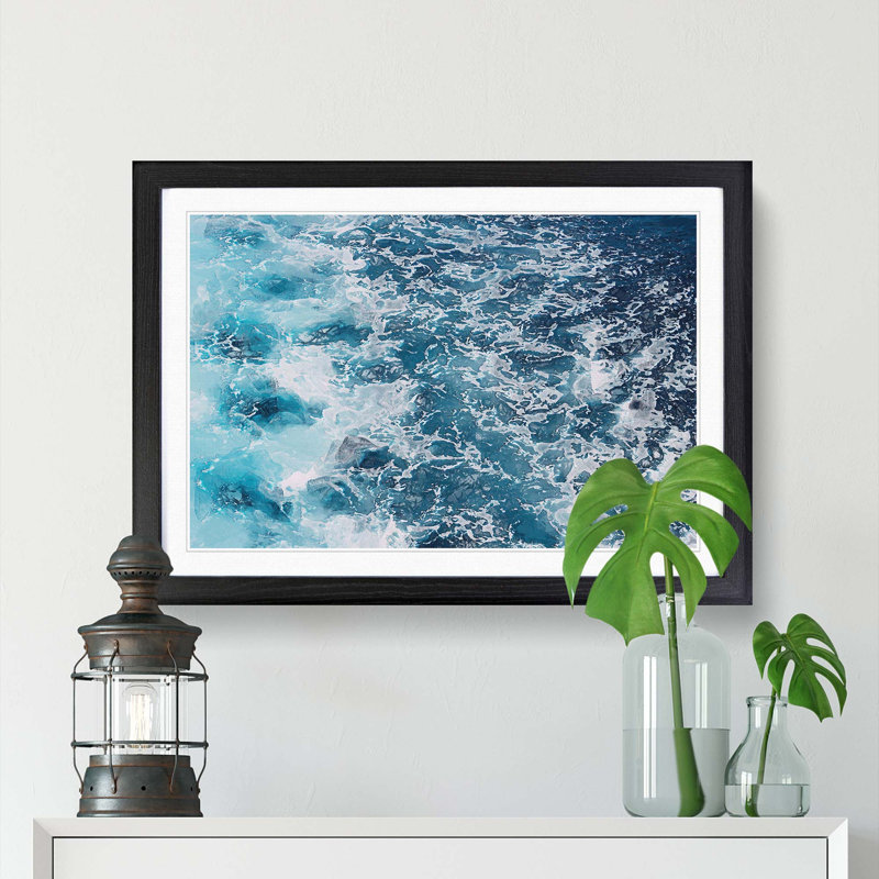 Blue Waters - Picture Frame Graphic Art Print, Black Framed, 36cm H x 48cm W x 2cm D
