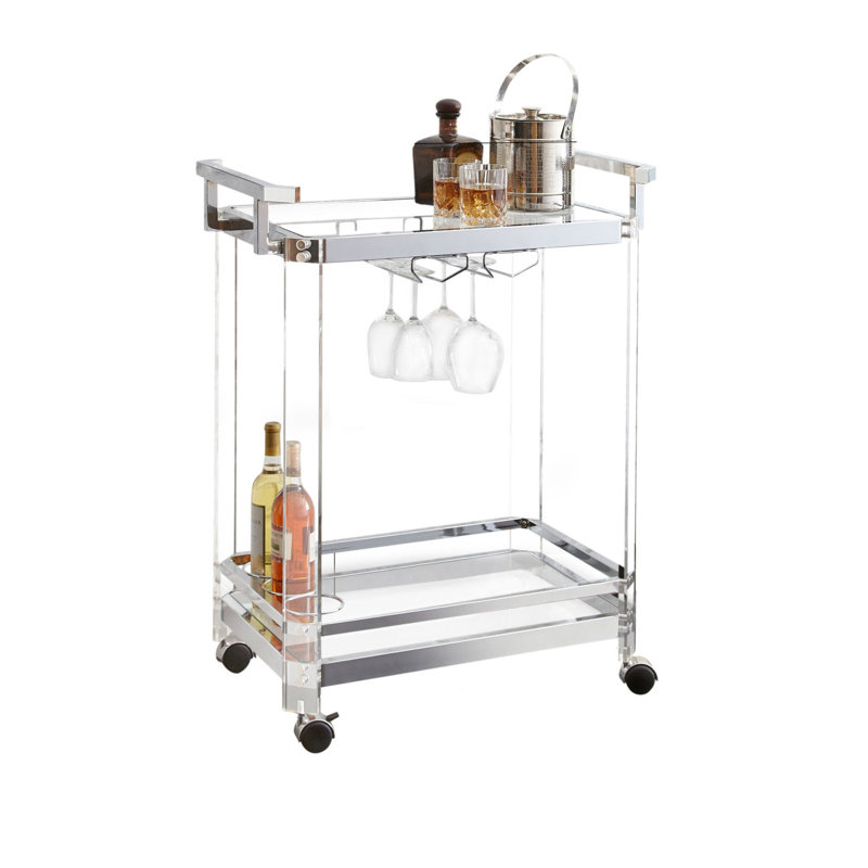 Aerin - Chariot de service avec roulettes, Argent argent