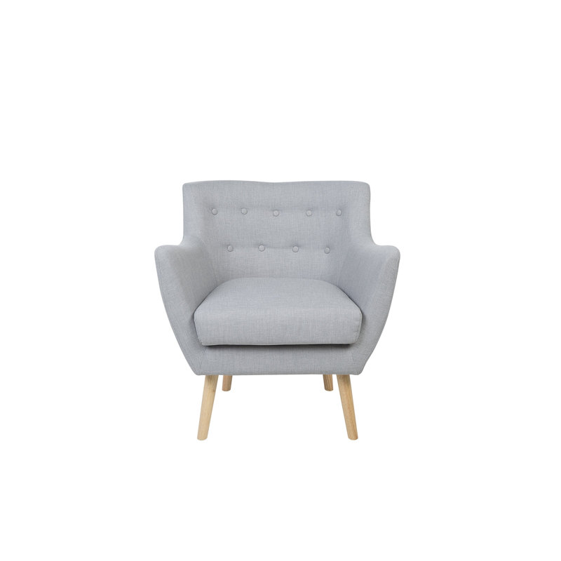 Darlington Upholstered Armchair, Grey, Light Wood