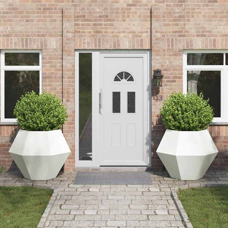 Planter 2 Pcs Steel, 80cm H x 100cm W x 100cm D, White