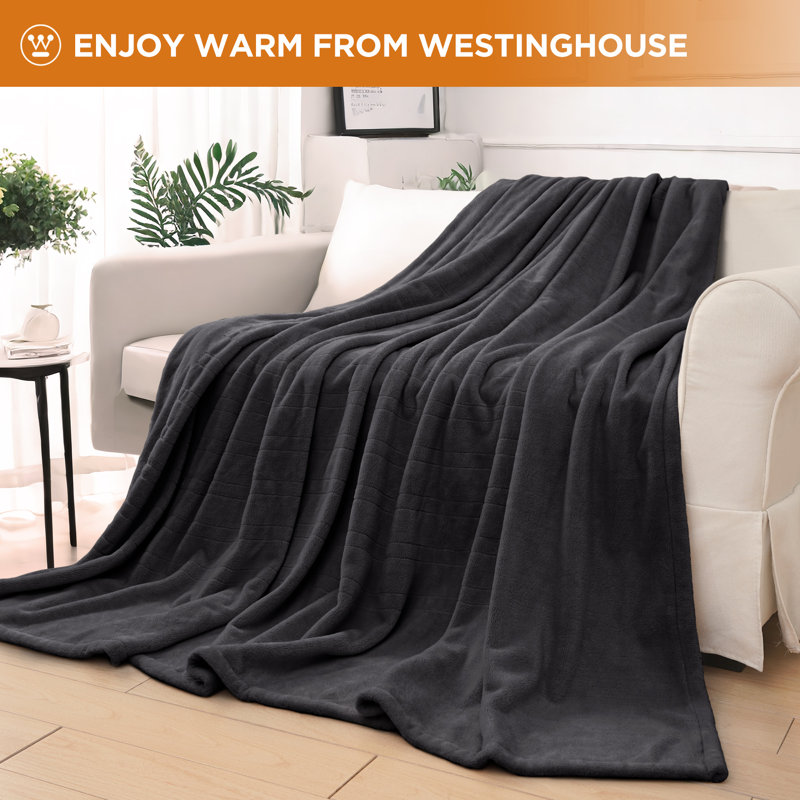 Couverture électrique en flanelle douce Westinghouse, Gris anthracite, Lit simple